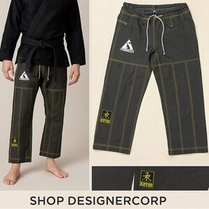 🥋 Keiko Raça,Brazilian Jiu-Jitsu Gi Pant Alliance Patch,Black,Yellow Stitching
